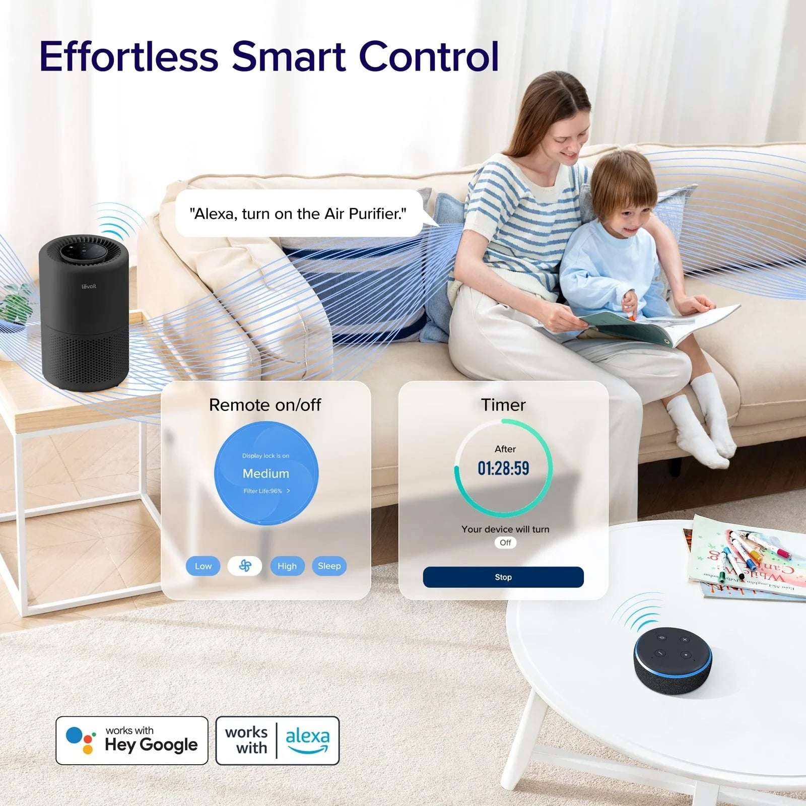 Levoit Core® 200S-P Black Smart Air Purifier
